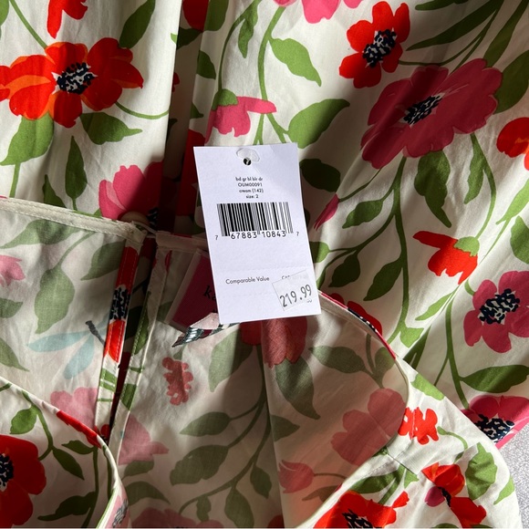 NEW kate spade Bold garden blooms Blaire cotton dress Cream, Size 2 nwt floral - Picture 11 of 12
